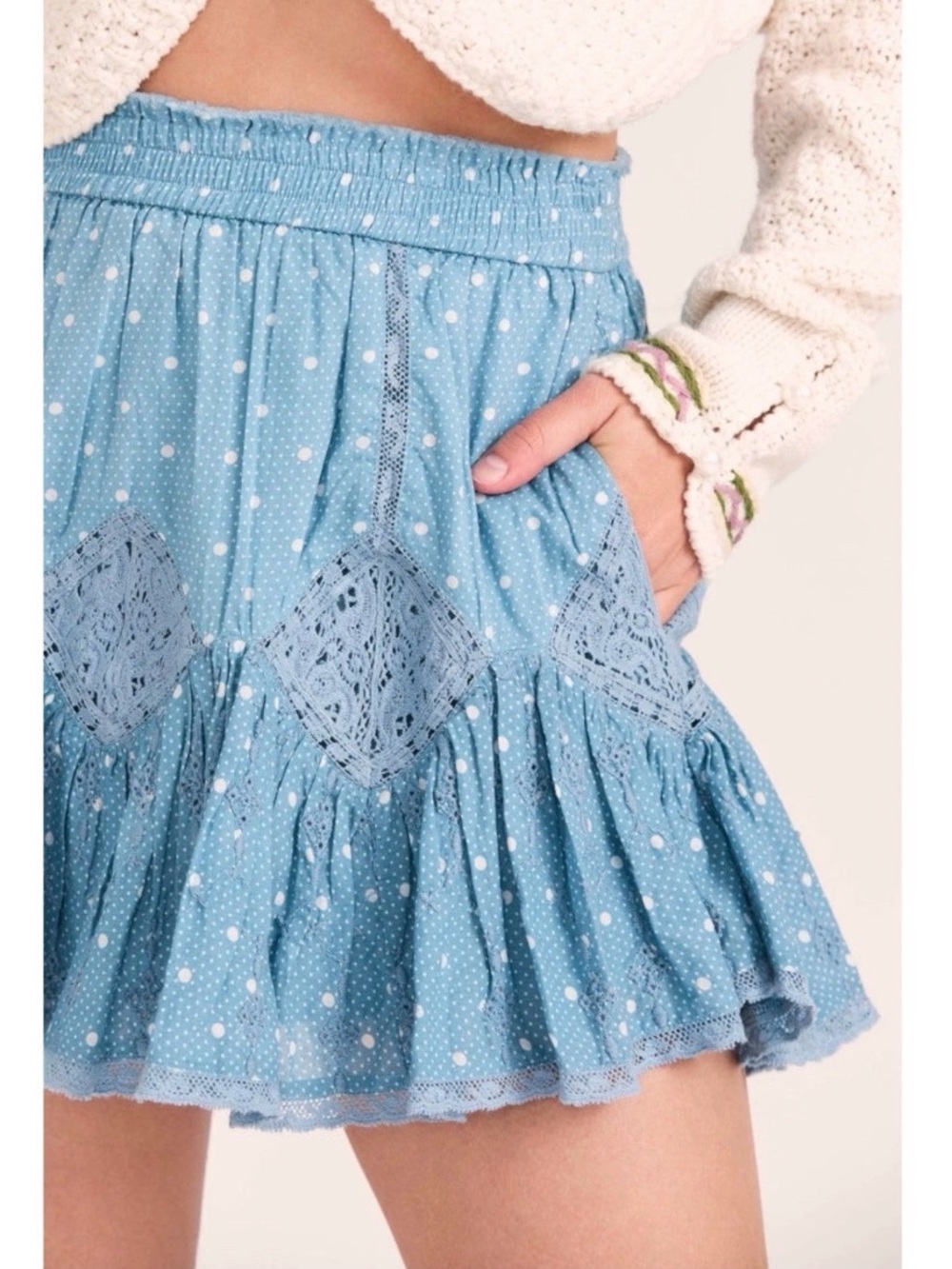 LoveShackFancy Adia Mini Skirt Blue Bonnet Size XS NWT